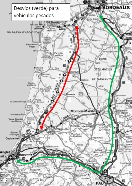Carte de la déviation poids lourd (Août 2022)